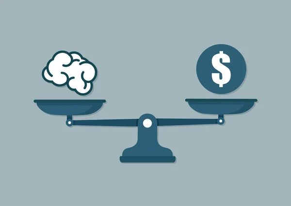 Idea Brain Money Scales Icon Vector Flat — Stock Vector