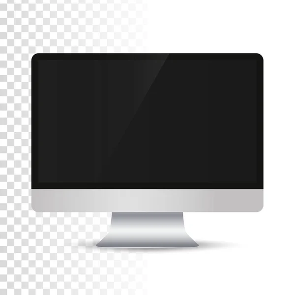 Realistische Computer Oder Monitor Isoliert Auf Transparentem Hintergrund Vektor Attrappe — Stockvektor