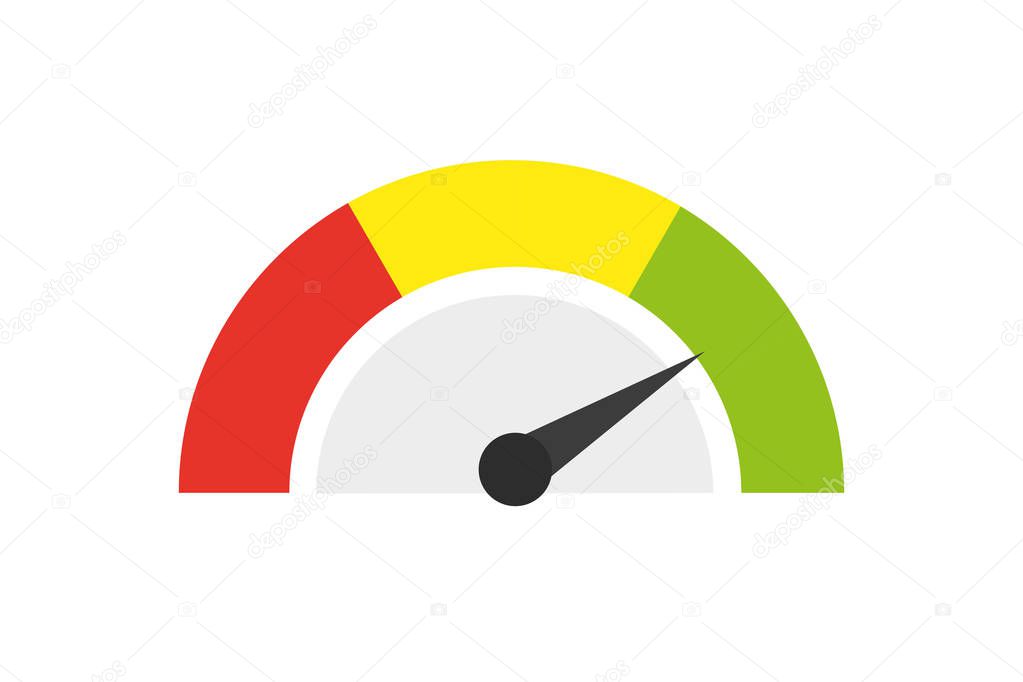 Speedometer icon or sign with arrow. Vector illustration.