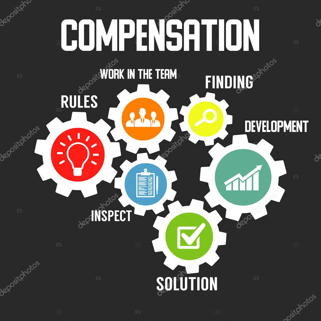 Compensation concept vector  on black