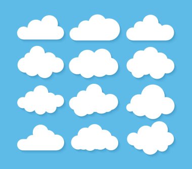 Bulut simgesi, vektör illüstrasyonu. Bulut sembolü ya da logosu, farklı bulutlar