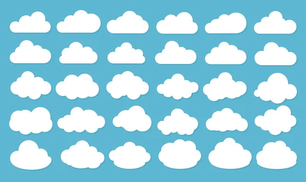 Felhők ikon, vektor illusztráció. Felhő szimbólum vagy logó, különböző felhők készlet — Stock Vector