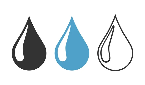 Ikony poklesu modré, černé a řádkové vody na bílém pozadí — Stockový vektor