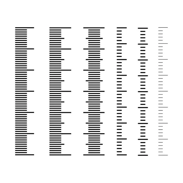 Échelle de mesure, pour les règles en position verticale. Illustration vectorielle . — Image vectorielle