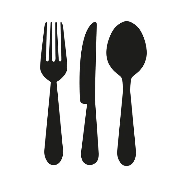 Knife, fork and spoon. Let's cook labels and logo elements — Stock Vector