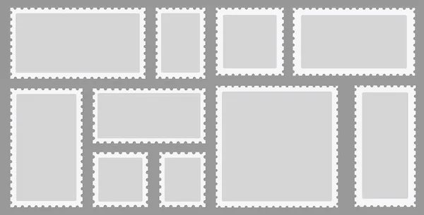 Molduras de selos postais em segundo plano. Ilustração vetorial . — Vetor de Stock