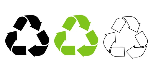 リサイクル可能な製品のシンボルです。リサイクルアイコンフラットとライン — ストックベクタ