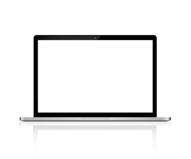 Dizüstü bilgisayar veya arka planda yalıtılmış monitör. Vektör maketi