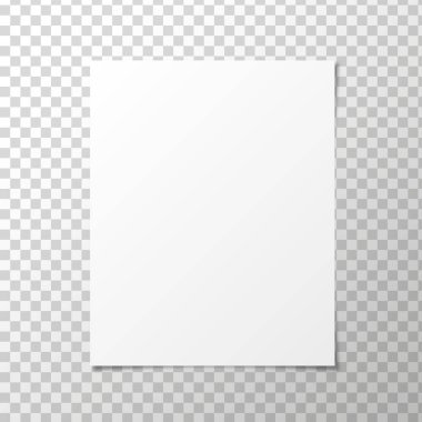 A4 kağıt saydam arka plan üzerinde gölgeler ile vektör. Vektör