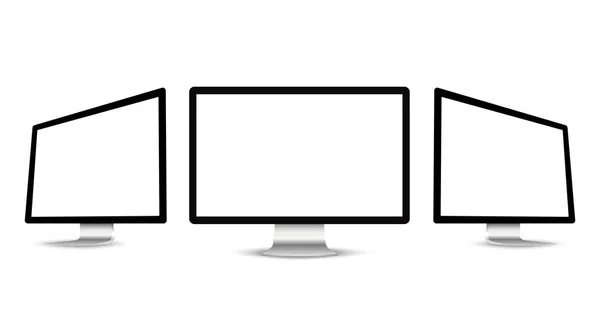 Sada realistických počítačových monitorů. Miniaplikace izolované na bílém pozadí — Stockový vektor