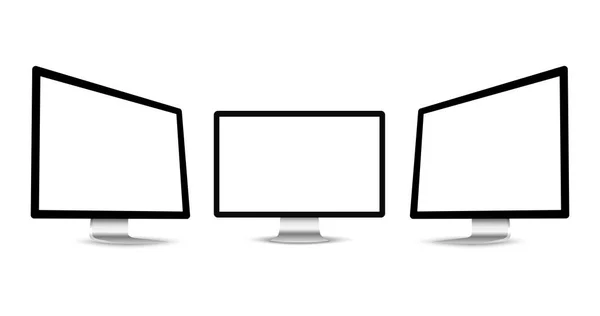 Conjunto de monitores de computador realistas. Gadgets isolado no fundo branco — Vetor de Stock