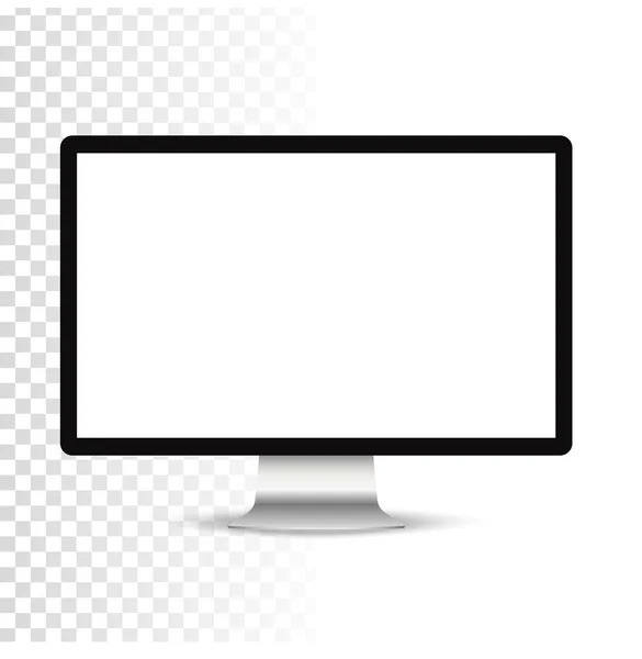 Ordenador realista o monitor de PC aislado sobre fondo transparente. Maqueta vectorial . — Vector de stock