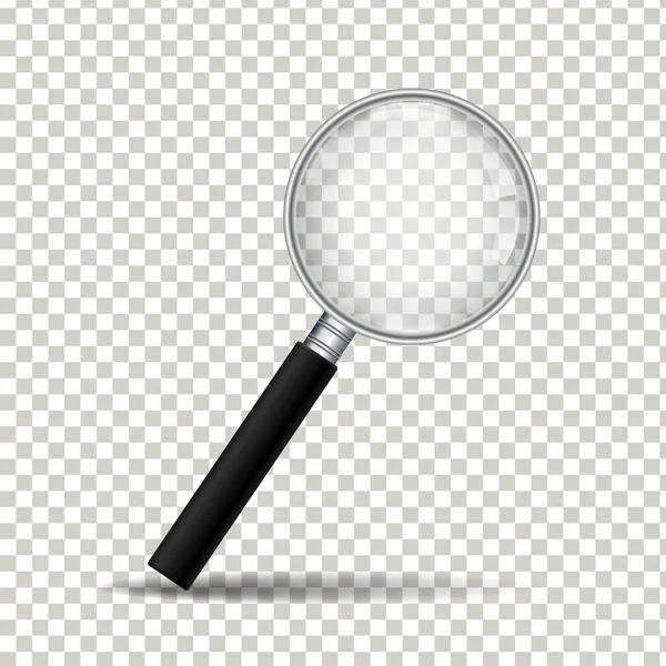 Realistic magnifying glass on transparent background, Vector Illustration — Stock Vector