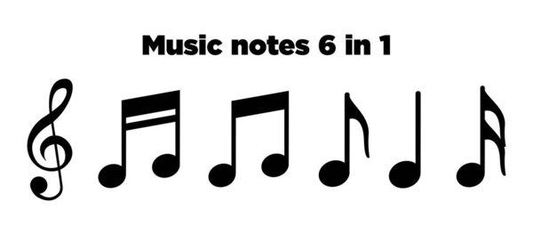 Music notes, song, melody and tune vector icon
