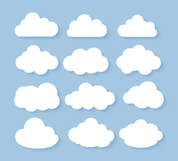 Ícone de nuvens, ilustração vetorial. Símbolo ou logotipo da nuvem, conjunto de nuvens diferentes — Vetor de Stock