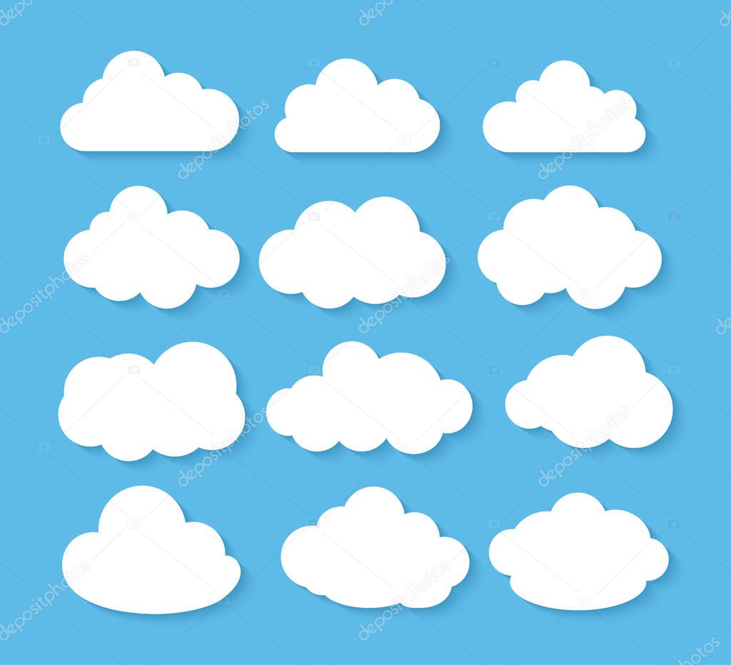 Clouds icon, vector illustration. Cloud symbol or logo, different clouds set