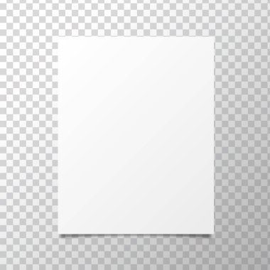 A4 kağıt saydam arka plan üzerinde gölgeler ile vektör. Vektör