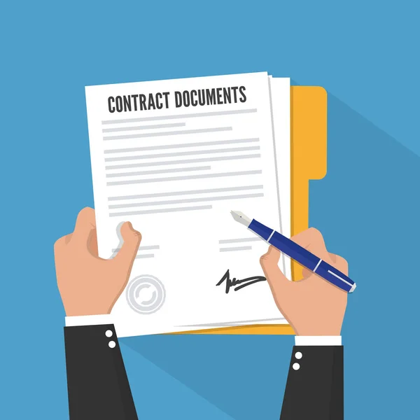 Ondertekening van het contract. Platte stijl. vector illustratie — Stockvector