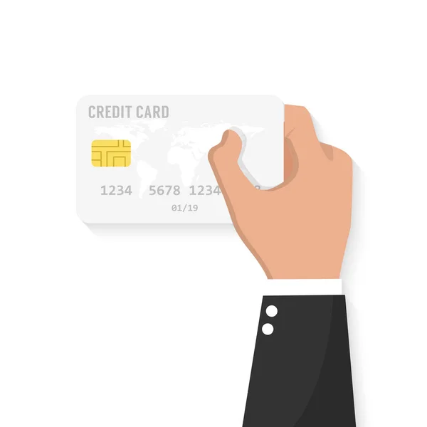 Hand holding credit card, vector icon — Stock Vector