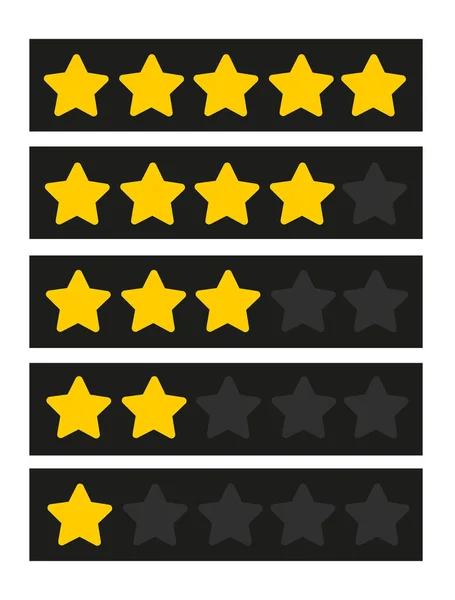Clasificación estrella. Conjunto de estrellas amarillas de calificación. Icono del vector — Vector de stock