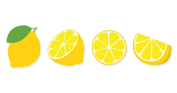 Fresh lemon fruits, flat vector illustration concept image icon — Stock Vector