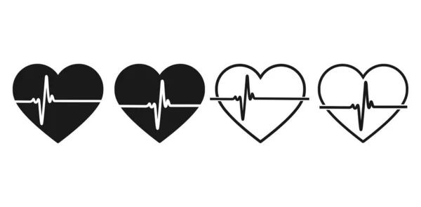 Icono de vector de línea de ritmo cardíaco. Cardiograma, logotipo de salud — Vector de stock