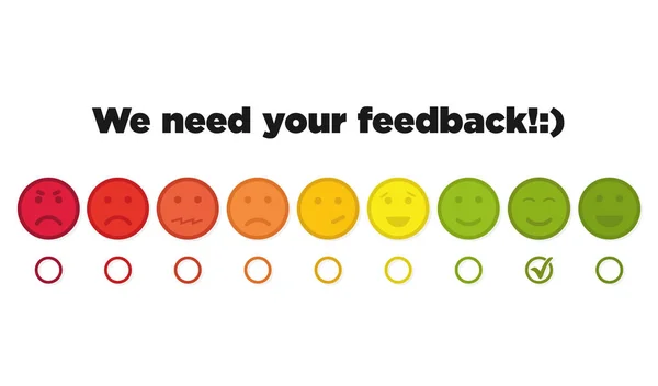 Färgglada känslor ler från feedback. Uttryckssymboler element — Stock vektor