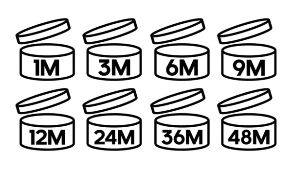 Период после открытия значка. Косметический открытый месяц полка жизни — стоковый вектор