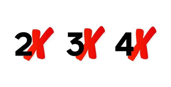 2x, 3x, 4x Logo-Symbol. Vektorsymbol. — Stockvektor