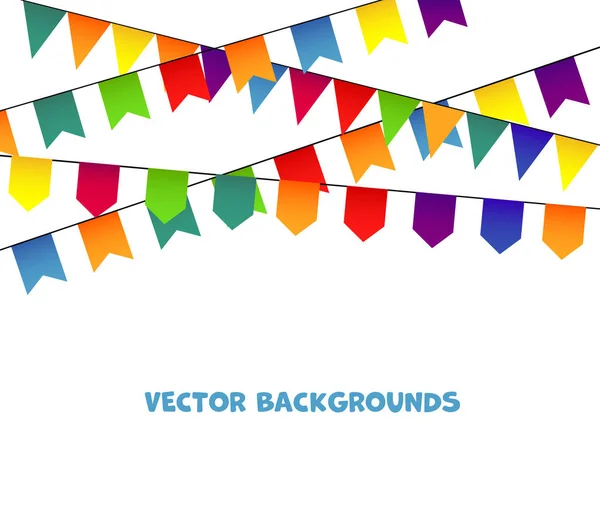 Fundo da festa com bunting e guirlandas. Ilustração vetorial . — Vetor de Stock