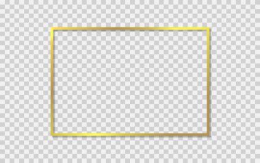 Arka planda gölgeler olan altın rengi parlak bir çerçeve. Vektör illüstrasyonu