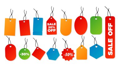 Boş etiketler şablonu. Fiyat etiketleri ayarlandı. Vektör çizimi