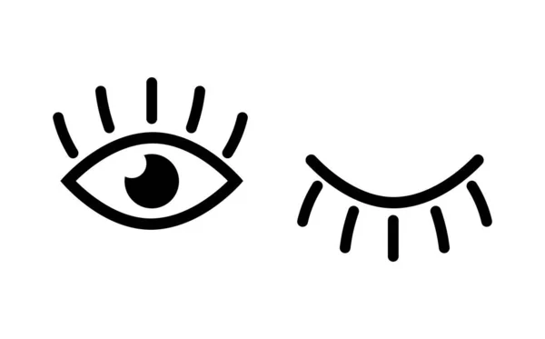 Desenhos de olhos sobre fundo branco. Ícone de olhos e pestanas. Ilustração vetorial — Vetor de Stock