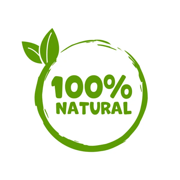 Zielony znaczek z tekstem 100% Produkt naturalny. Wektor — Wektor stockowy