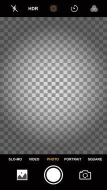 Akıllı telefon kamera görüntüleme şablonu. Kamera kaydı. Vektör illüstrasyonu