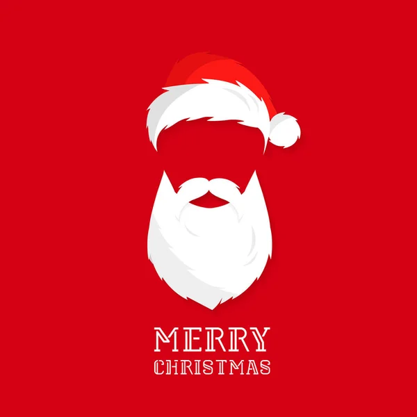 Santa hat, mustache, beard. Vector flat icon — Stock Vector