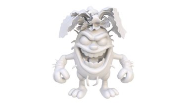 Beyaz arka planda izole edilmiş beyaz bir ejderhanın 3 boyutlu görüntüsü