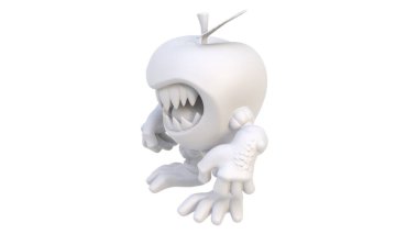 Başı beyaz arkaplanda izole edilmiş elma