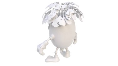 Beyaz bir robotun 3 boyutlu canlandırması