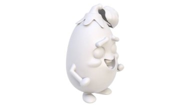 Domuz kumbarası tutan bir çizgi film karakteri. 3d illüstrasyon