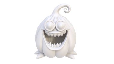 funny white monster on a white background 3 d render illustration