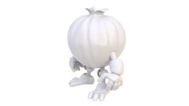 3 d rendering of white halloween pumpkin isolated on white background