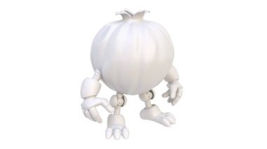 3 d rendering of a white alien with a big eyes isolated on white background