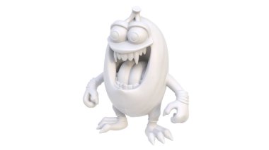 3 d rendering of a white alien isolated on white background