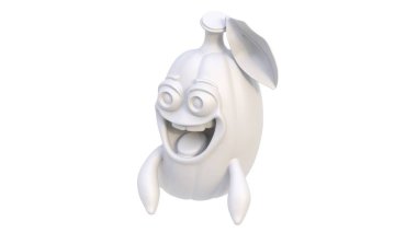 white ceramic character on white background
