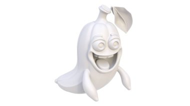 3 d rendering of white ghost with white hat