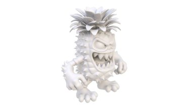 Beyaz arka planda izole edilmiş beyaz bir ejderhanın 3 boyutlu görüntüsü