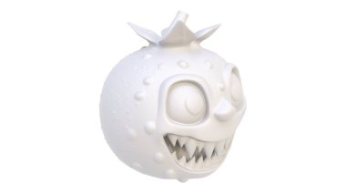 Beyaz arka planda izole edilmiş 3 boyutlu bir kafatası.