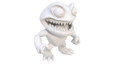 3 d illustration of a white monster