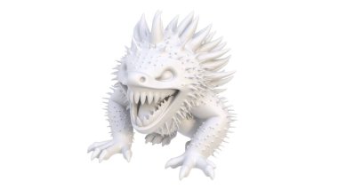 Beyaz bir ejderhanın 3 boyutlu görüntüsü